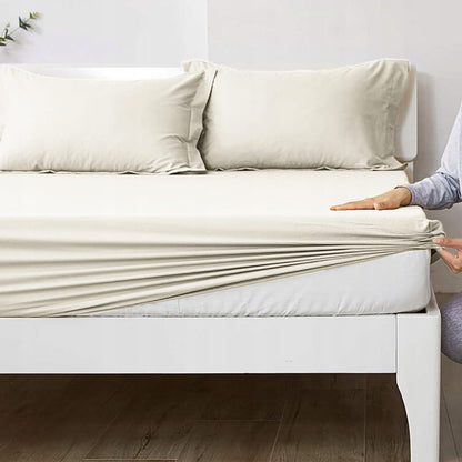 Prześcieradło z gumką 100% Bawełna Jersey Kremowy