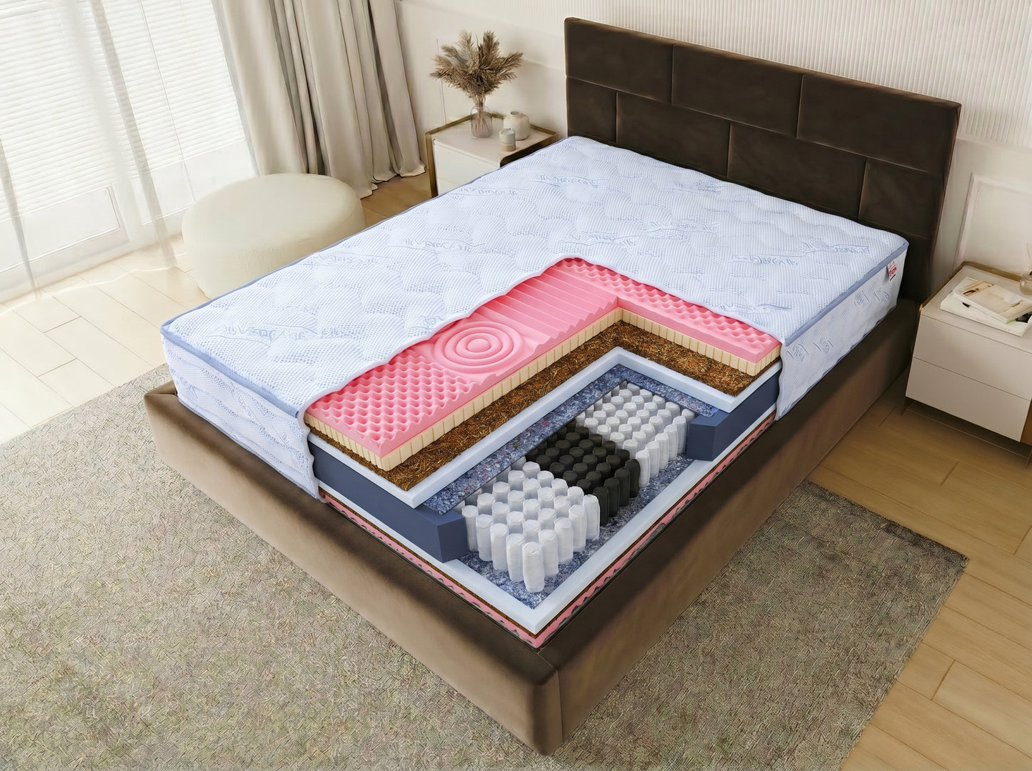 Materac Hybrydowy Multipocket ROYAL KALIPS H4/H5 32cm VISCO LATEKS KOKOS