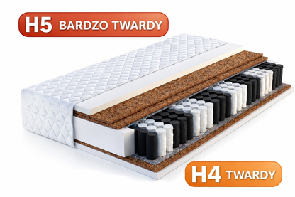 Materac Sprężynowy Kieszeniowy H4/H5 MEDICAL HARD BIS z 3x  Kokosem 24cm 100kg+